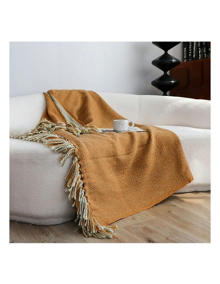Soft Acrylic Throw Blanket 127x170cm in Mustard Yellow image 3