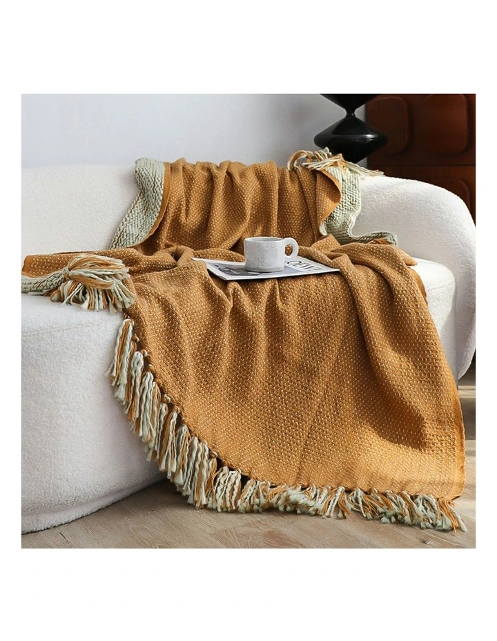 Soft Acrylic Throw Blanket 127x170cm in Mustard Yellow image 4