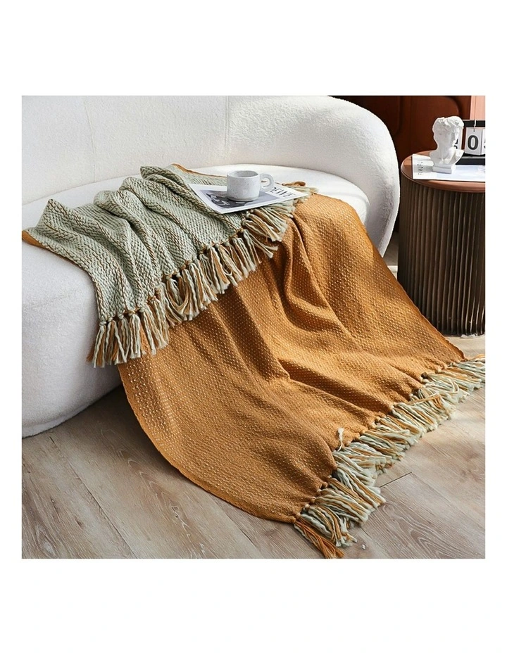 Soft Acrylic Throw Blanket 127x170cm in Mustard Yellow image 5