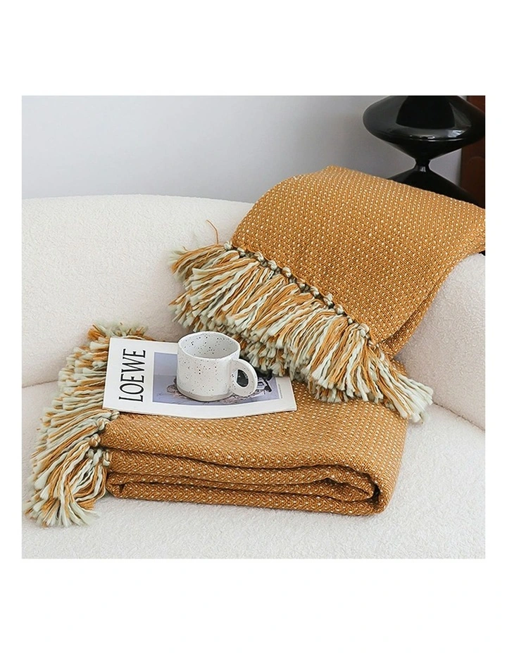 Soft Acrylic Throw Blanket 127x170cm in Mustard Yellow image 7