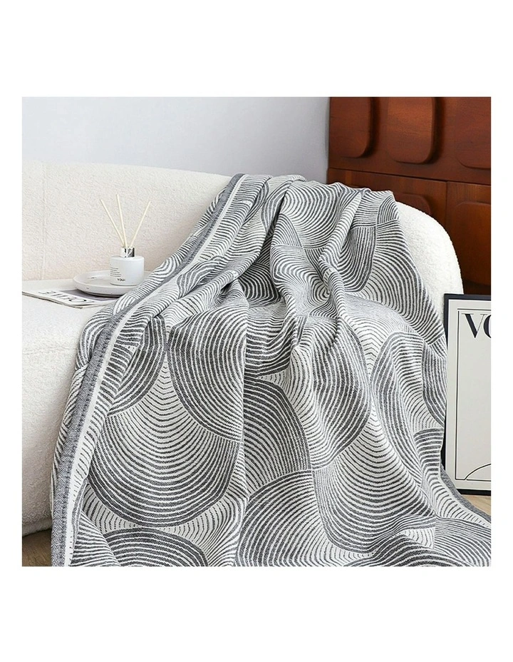 Geometric Swirl Polyester Throw Blanket 130x180cm in Charcoal Gray image 5
