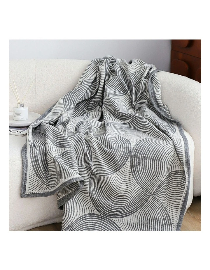 Geometric Swirl Polyester Throw Blanket 130x180cm in Charcoal Gray image 7