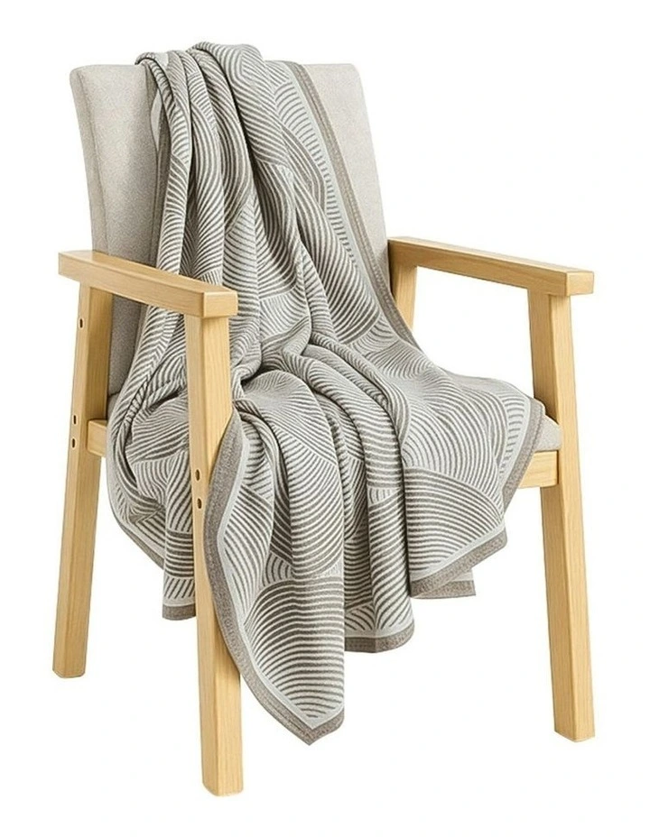 Geometric Swirl Throw Blanket 130x180cm in Beige image 1