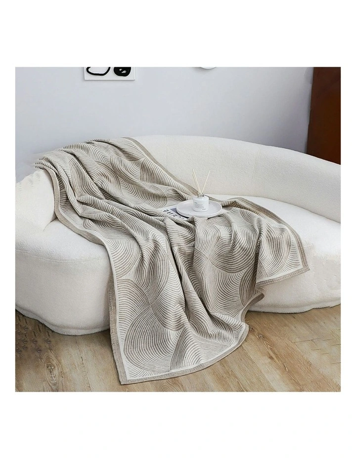 Geometric Swirl Throw Blanket 130x180cm in Beige image 2