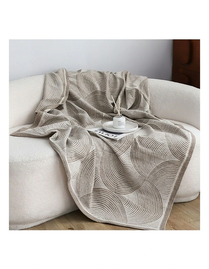 Geometric Swirl Throw Blanket 130x180cm in Beige image 3