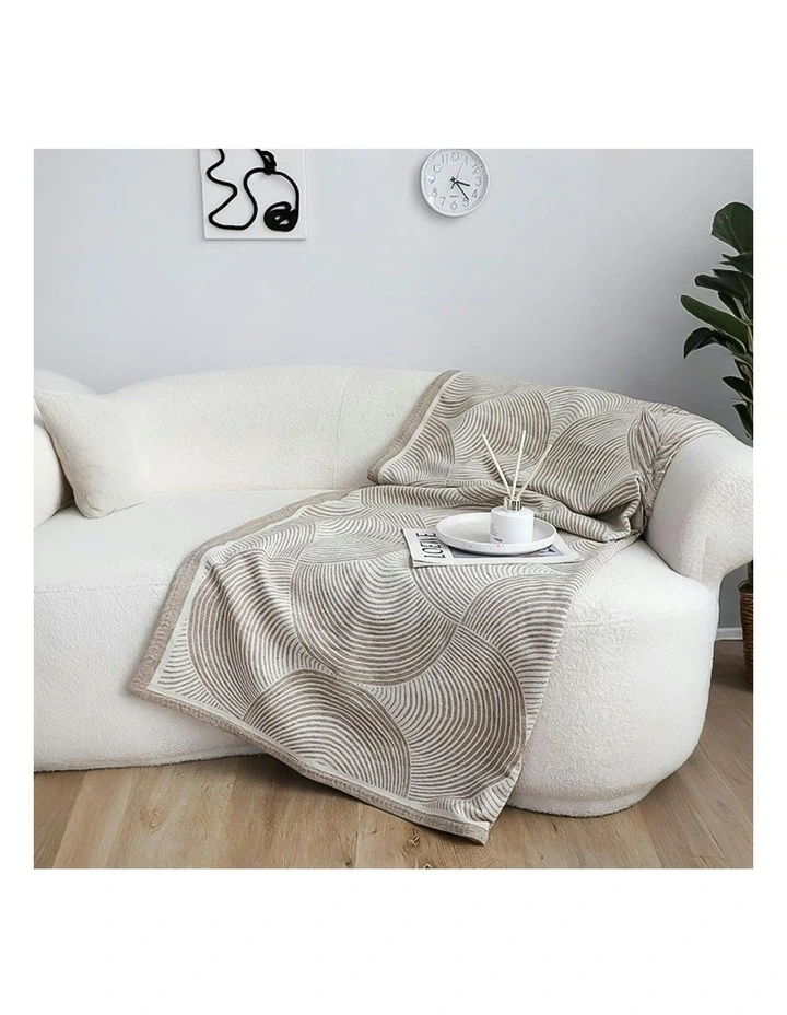 Geometric Swirl Throw Blanket 130x180cm in Beige image 4