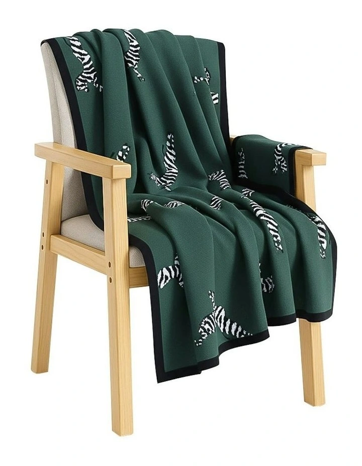 Zebra Print Throw Blanket 130x180cm in Green image 1