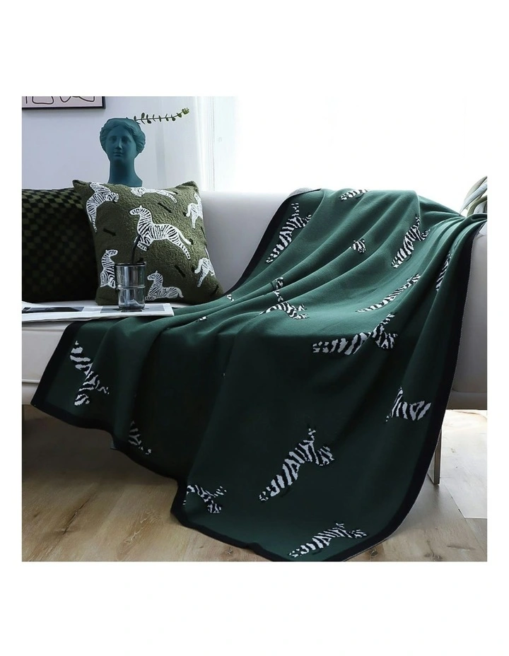 Zebra Print Throw Blanket 130x180cm in Green image 2