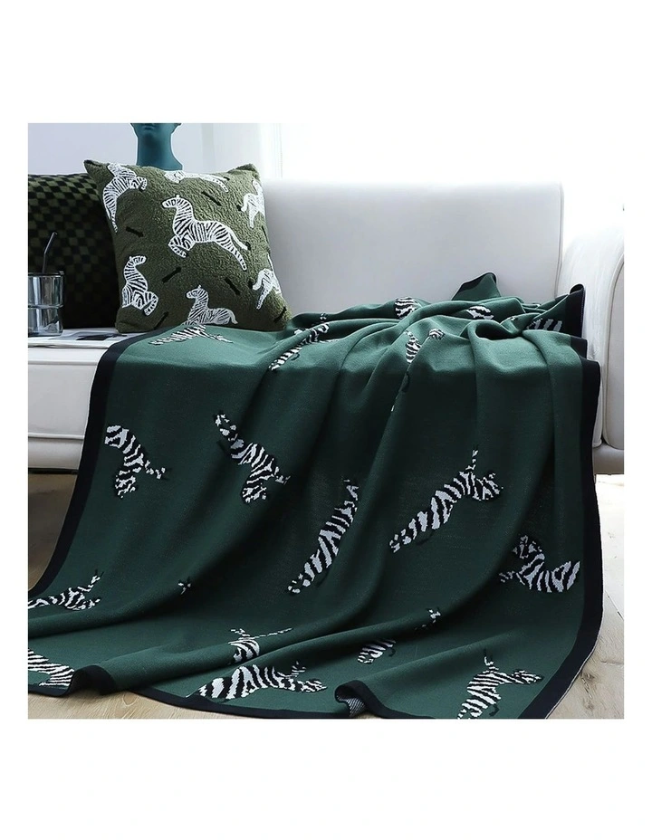 Zebra Print Throw Blanket 130x180cm in Green image 4