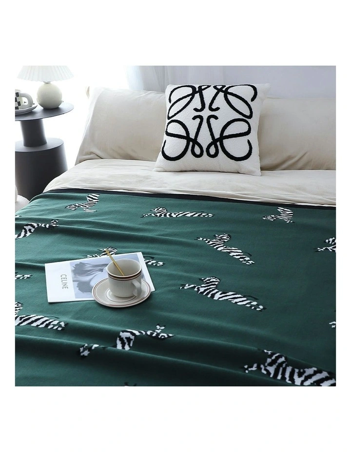 Zebra Print Throw Blanket 130x180cm in Green image 7