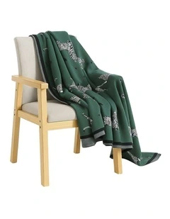Zebra Print Throw Blanket 130x180cm in Olive Green