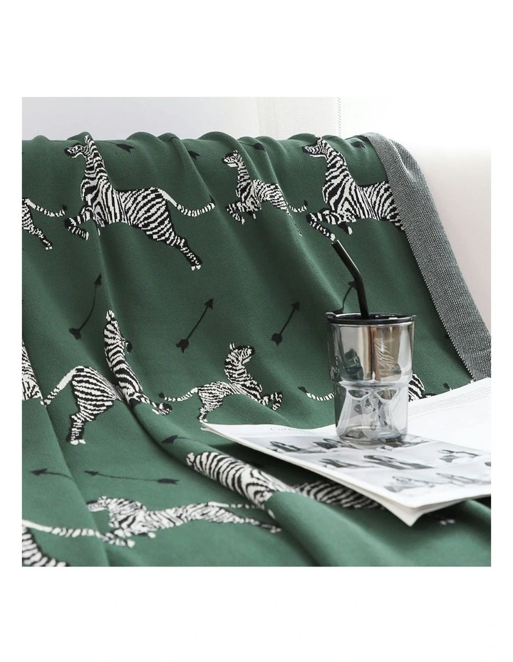 Zebra Print Throw Blanket 130x180cm in Olive Green image 7