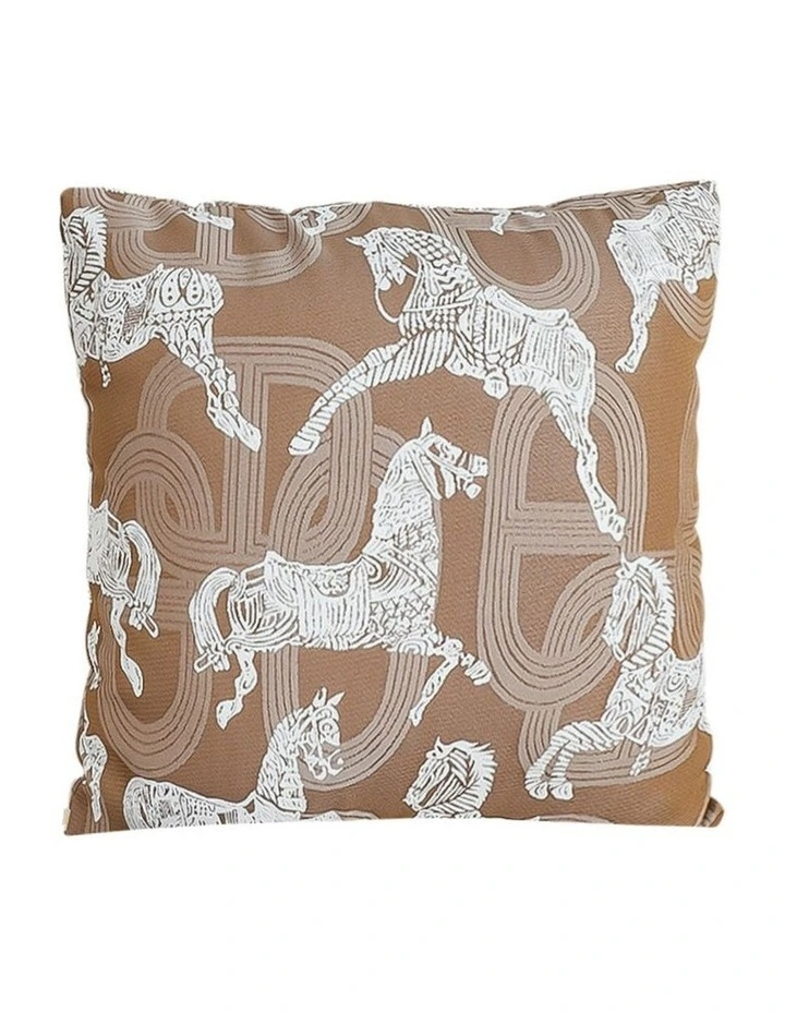 Bohemian Horse Pattern Throw Pillow 50cm in Brown image 1