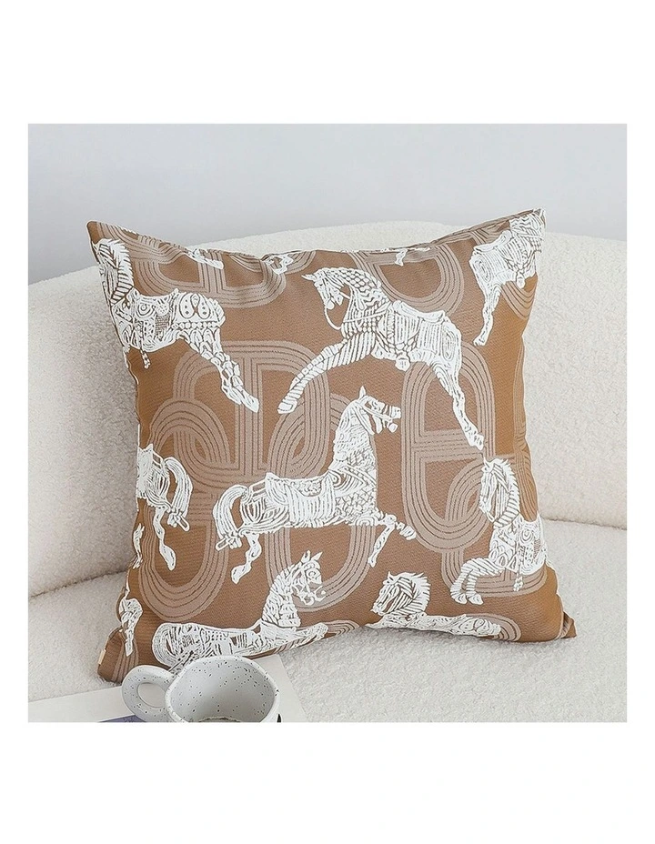 Bohemian Horse Pattern Throw Pillow 50cm in Brown image 2