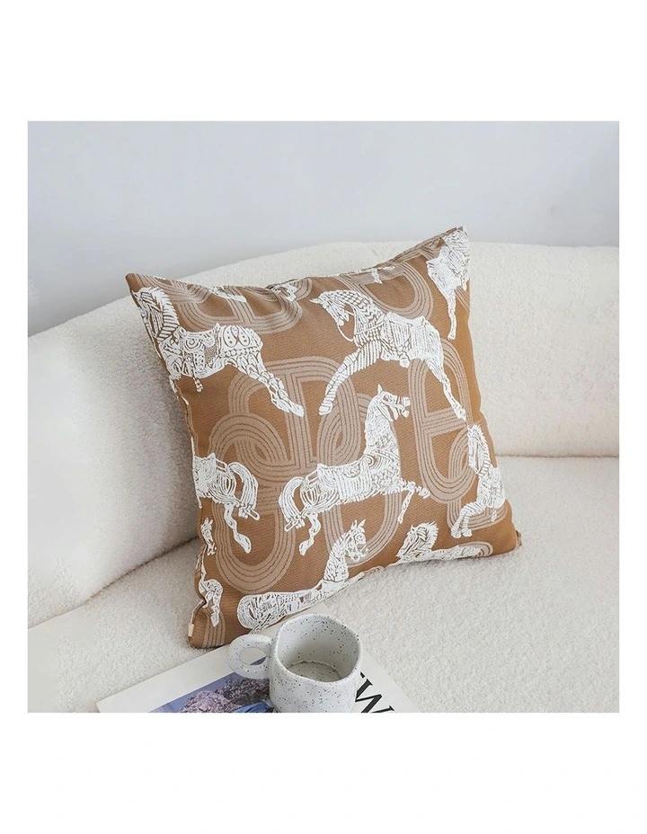 Bohemian Horse Pattern Throw Pillow 50cm in Brown image 3