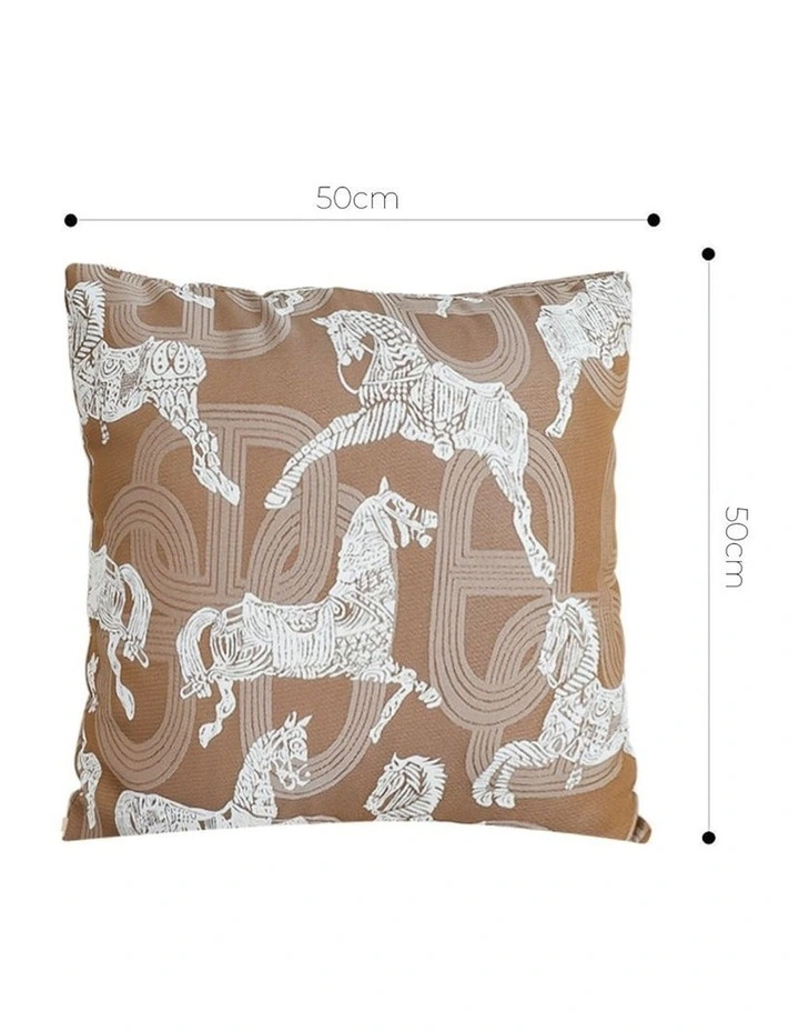 Bohemian Horse Pattern Throw Pillow 50cm in Brown image 4