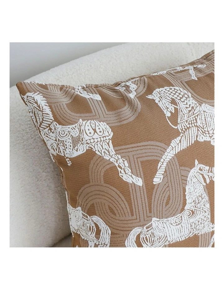Bohemian Horse Pattern Throw Pillow 50cm in Brown image 5