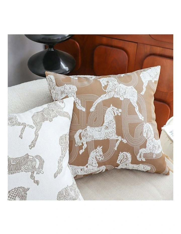 Bohemian Horse Pattern Throw Pillow 50cm in Brown image 6