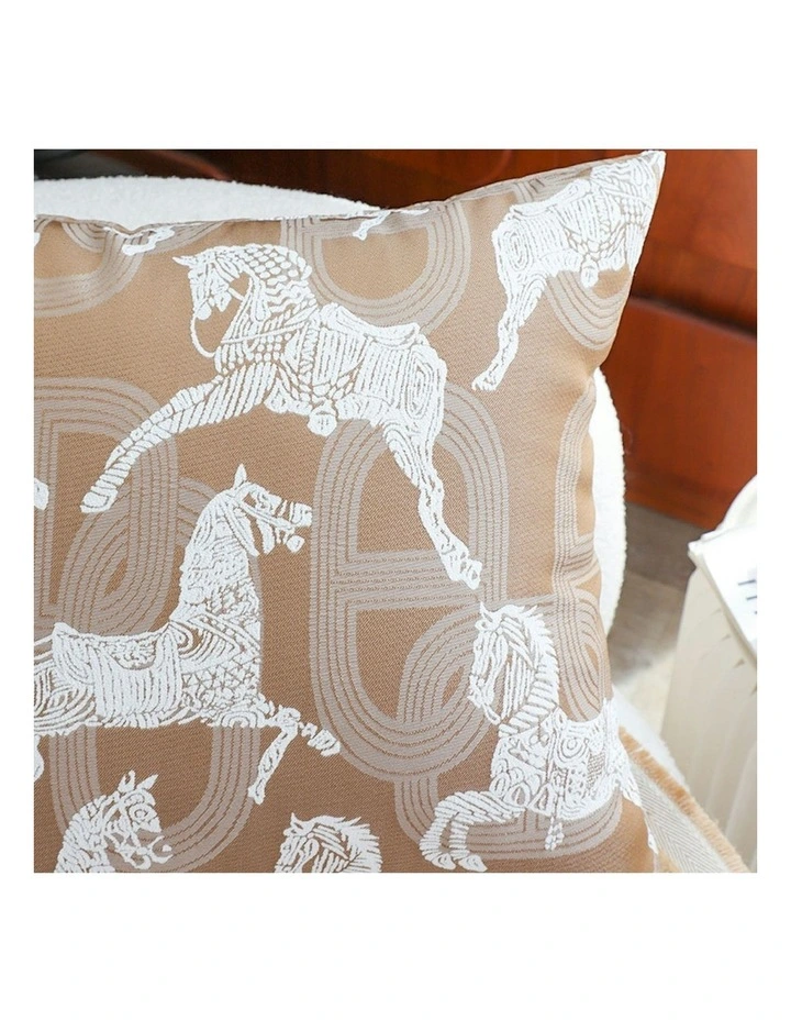 Bohemian Horse Pattern Throw Pillow 50cm in Brown image 7