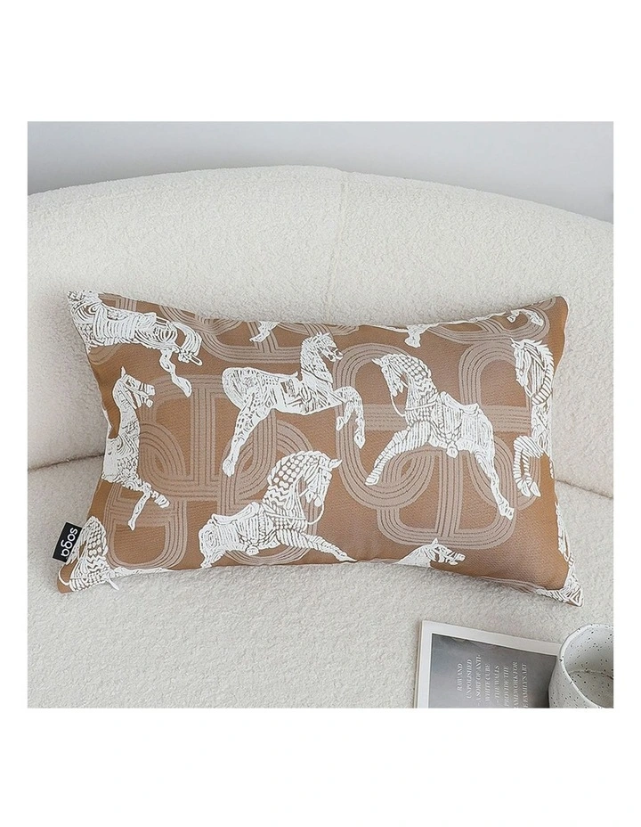 Bohemian Horse Pattern Throw Pillow 35cm in Brown image 2