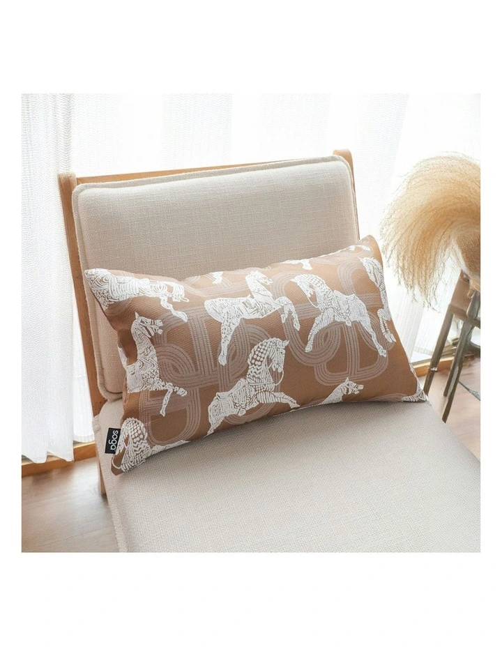 Bohemian Horse Pattern Throw Pillow 35cm in Brown image 3