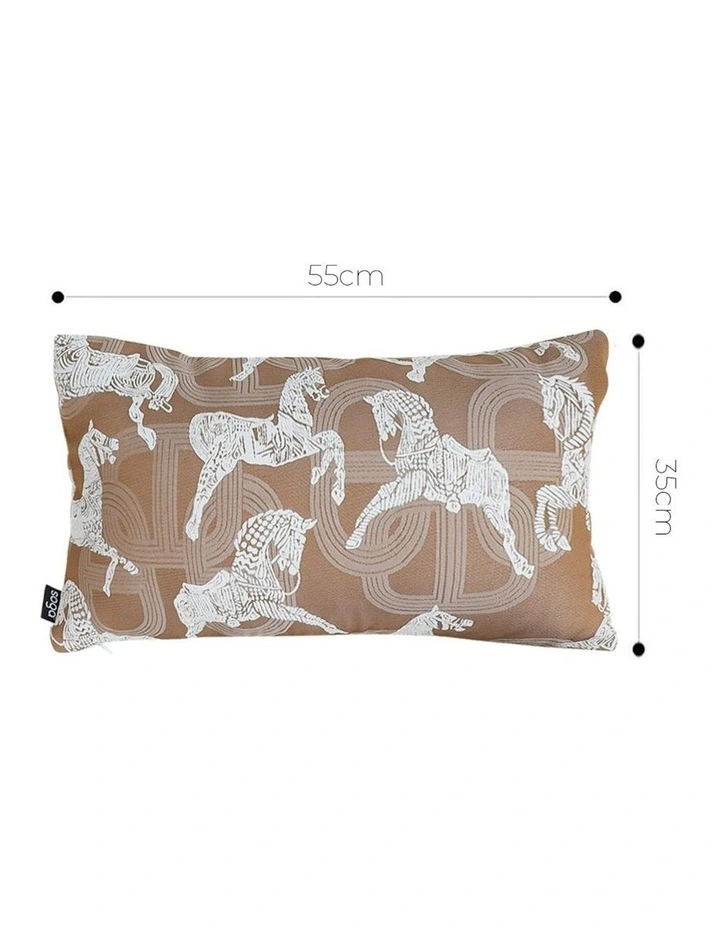 Bohemian Horse Pattern Throw Pillow 35cm in Brown image 4