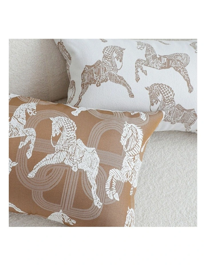 Bohemian Horse Pattern Throw Pillow 35cm in Brown image 5
