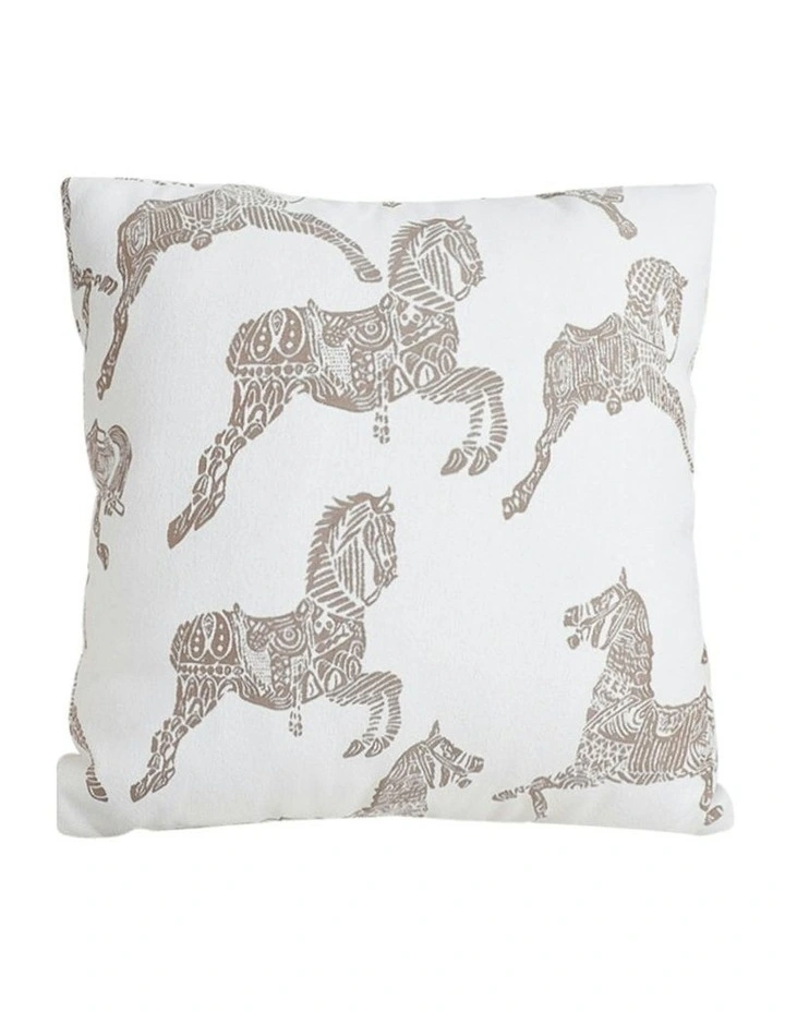 SOGA 50cm White Decorative Horse Pattern Cushion Throw Pillow image 1