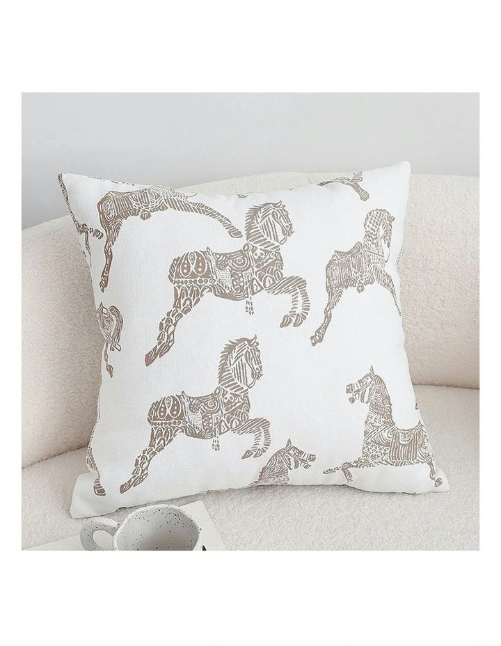 SOGA 50cm White Decorative Horse Pattern Cushion Throw Pillow image 2