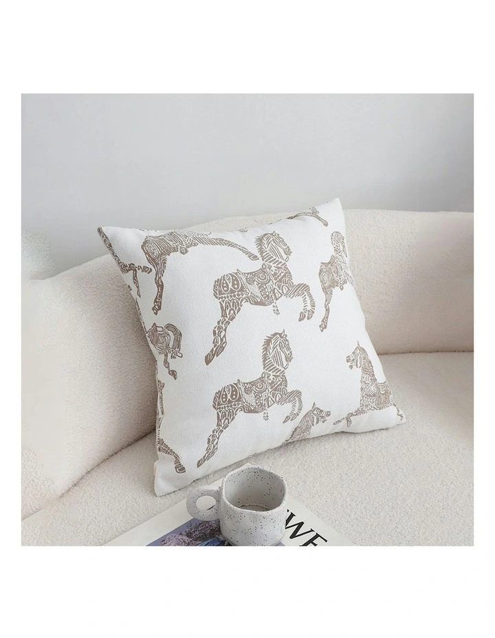SOGA 50cm White Decorative Horse Pattern Cushion Throw Pillow image 3