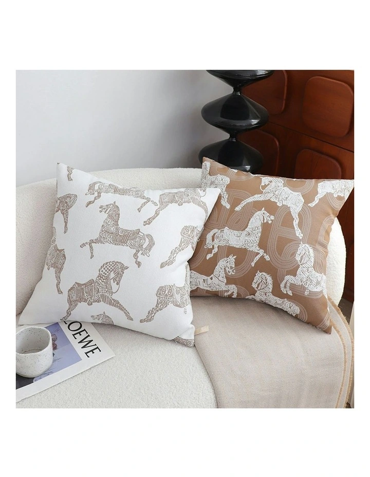 SOGA 50cm White Decorative Horse Pattern Cushion Throw Pillow image 4