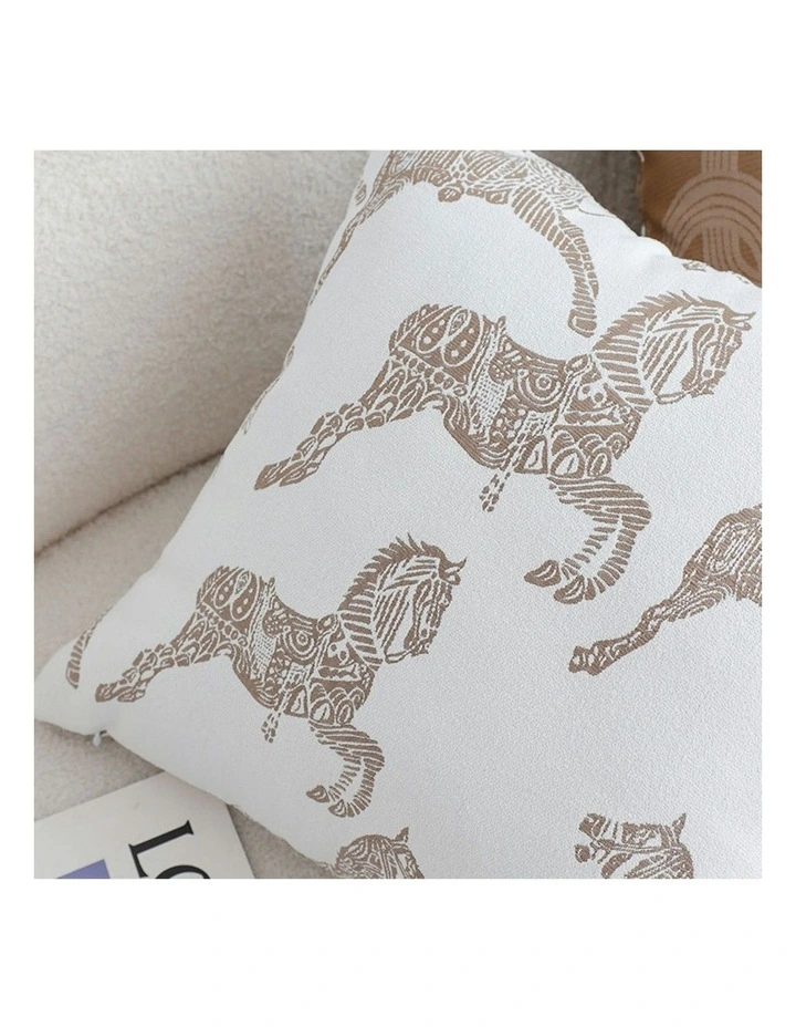 SOGA 50cm White Decorative Horse Pattern Cushion Throw Pillow image 6