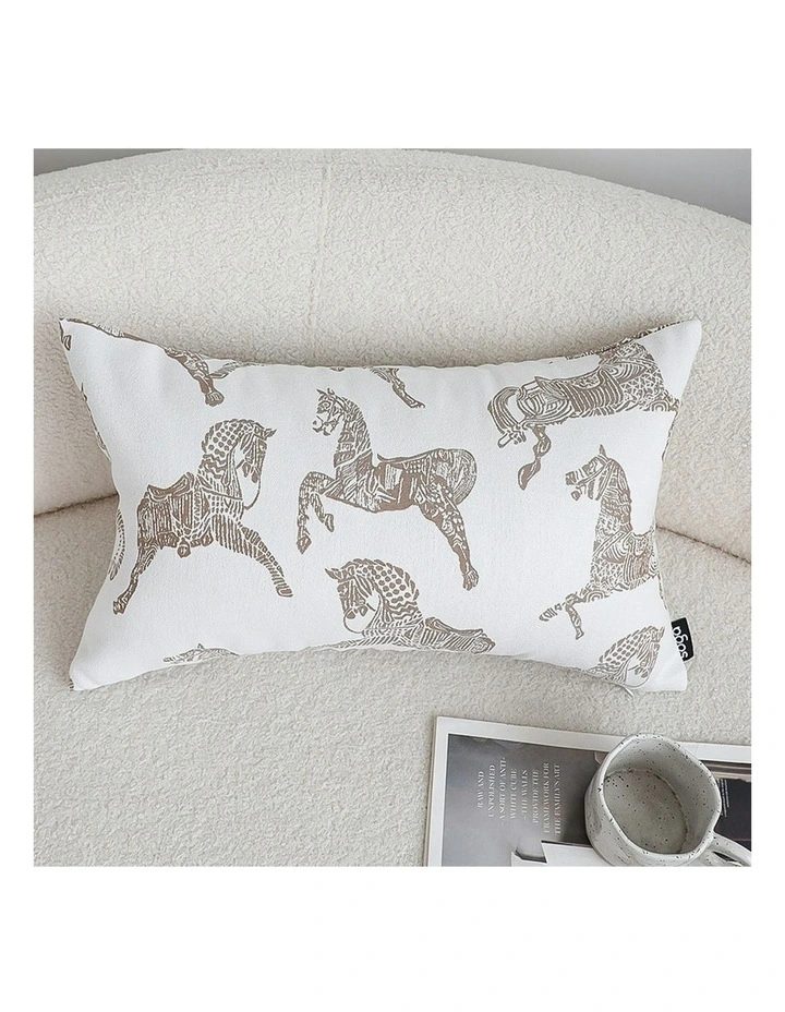 Decorative Horse Pattern Cushion Throw Pillow 35cm in White image 2