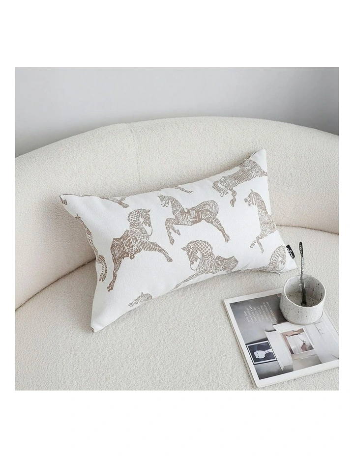 Decorative Horse Pattern Cushion Throw Pillow 35cm in White image 3