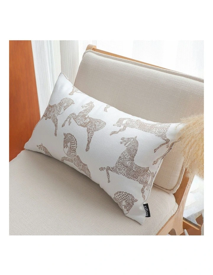 Decorative Horse Pattern Cushion Throw Pillow 35cm in White image 4