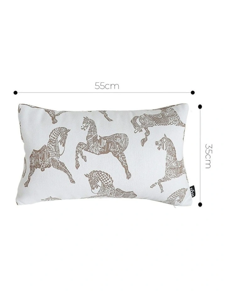 Decorative Horse Pattern Cushion Throw Pillow 35cm in White image 5