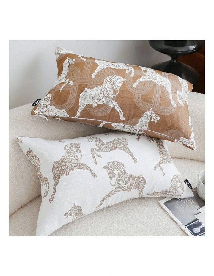 Decorative Horse Pattern Cushion Throw Pillow 35cm in White image 6
