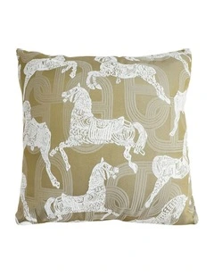 Vintage Horse Pattern Throw Pillow in Green