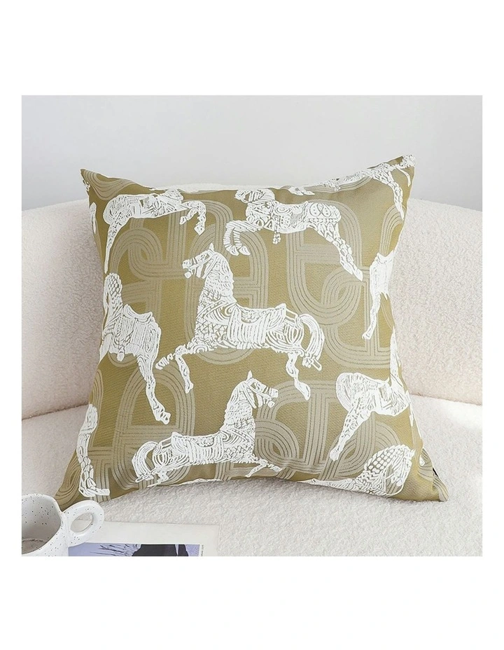Vintage Horse Pattern Throw Pillow in Green image 3
