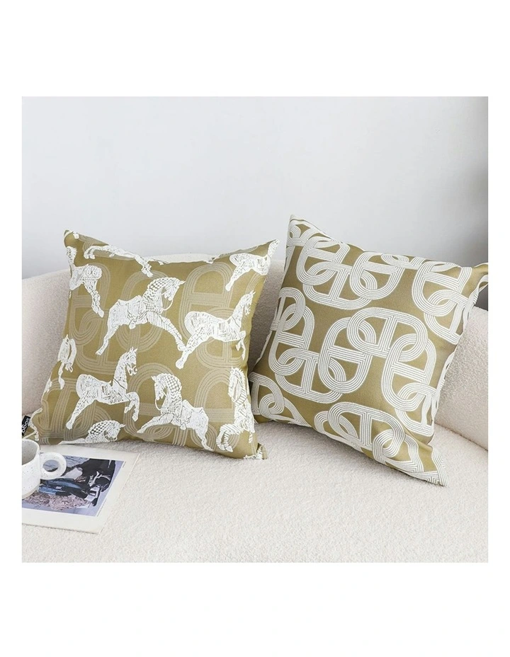 Vintage Horse Pattern Throw Pillow in Green image 4