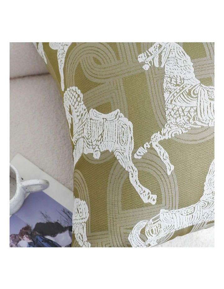 Vintage Horse Pattern Throw Pillow in Green image 6
