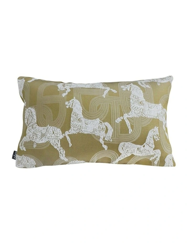 Vintage Horse Pattern Throw Pillow 35cm in Green image 1