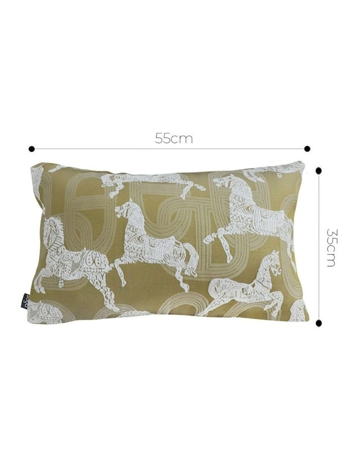 Vintage Horse Pattern Throw Pillow 35cm in Green image 5