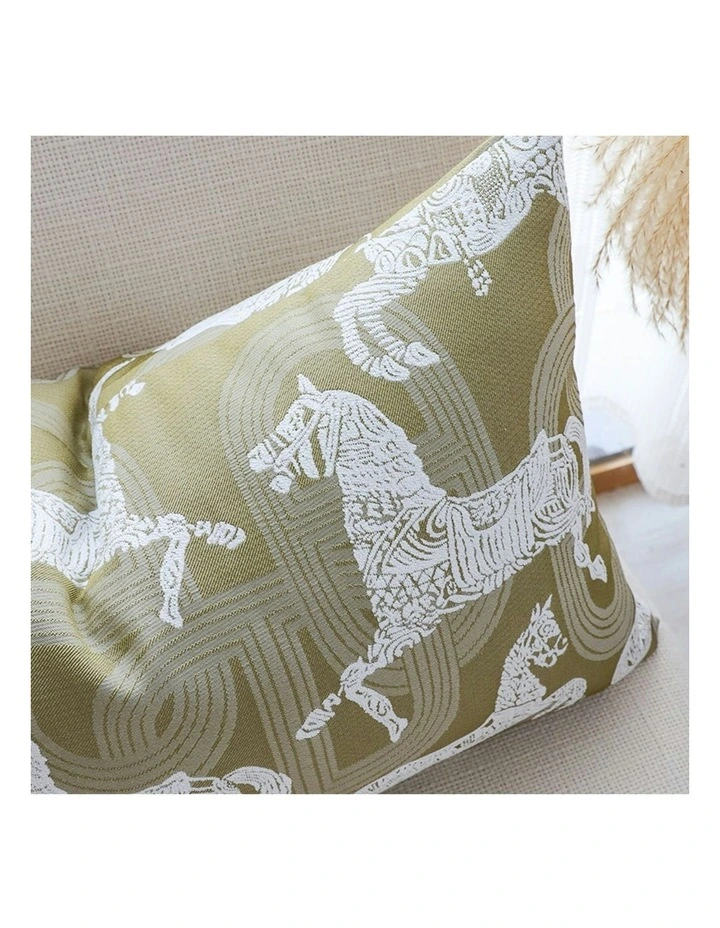 Vintage Horse Pattern Throw Pillow 35cm in Green image 7