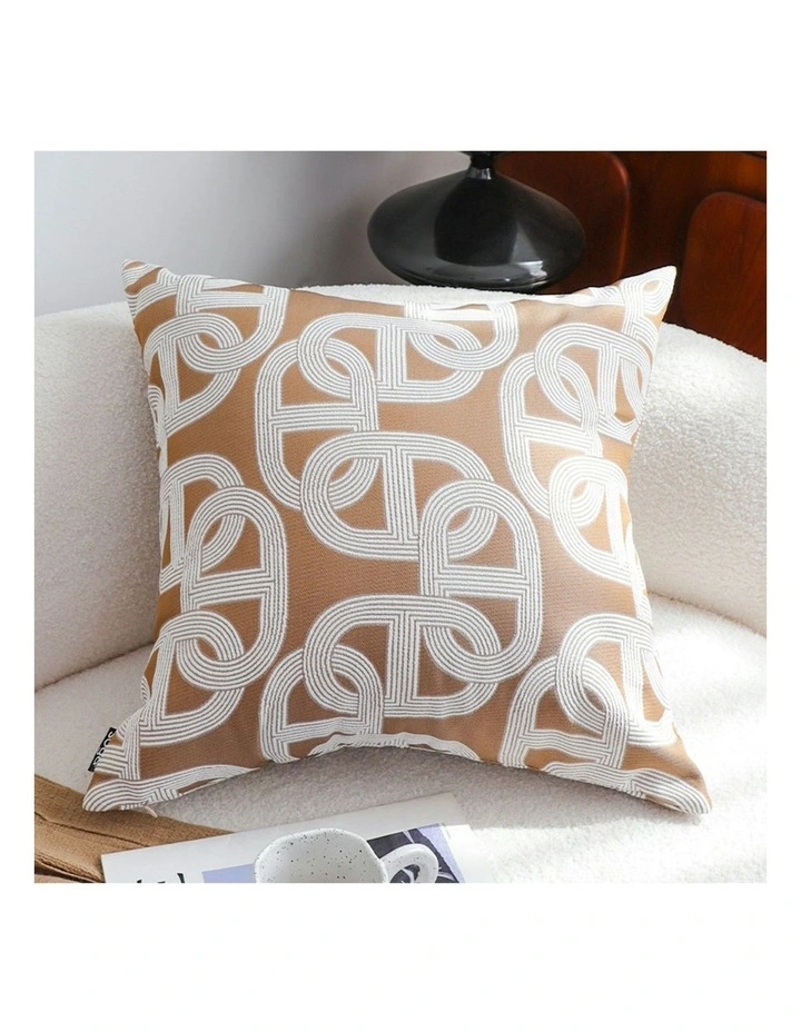Artistic Geometric Pattern Throw Pillow 50m in Camel Brown image 2