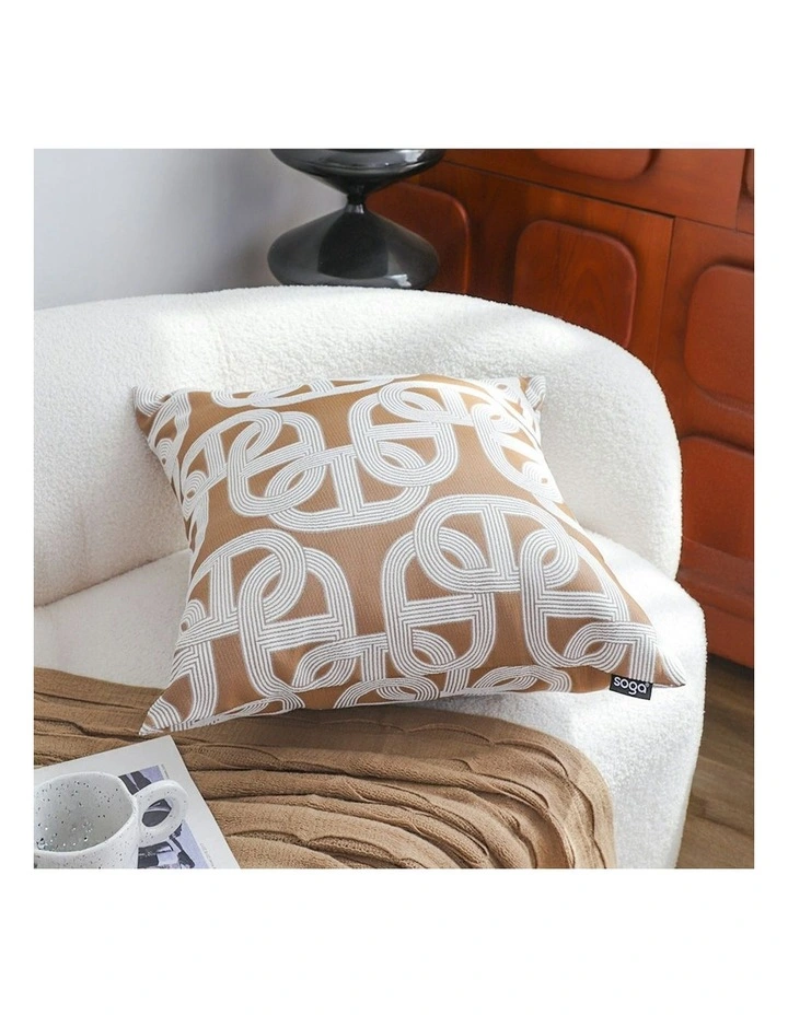 Artistic Geometric Pattern Throw Pillow 50m in Camel Brown image 3