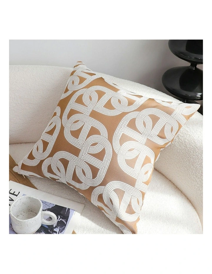 Artistic Geometric Pattern Throw Pillow 50m in Camel Brown image 4
