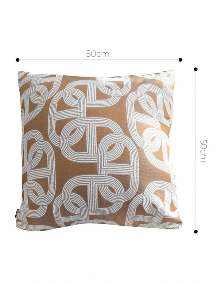 Artistic Geometric Pattern Throw Pillow 50m in Camel Brown image 5