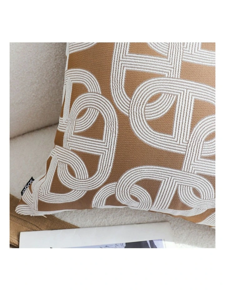 Artistic Geometric Pattern Throw Pillow 50m in Camel Brown image 6