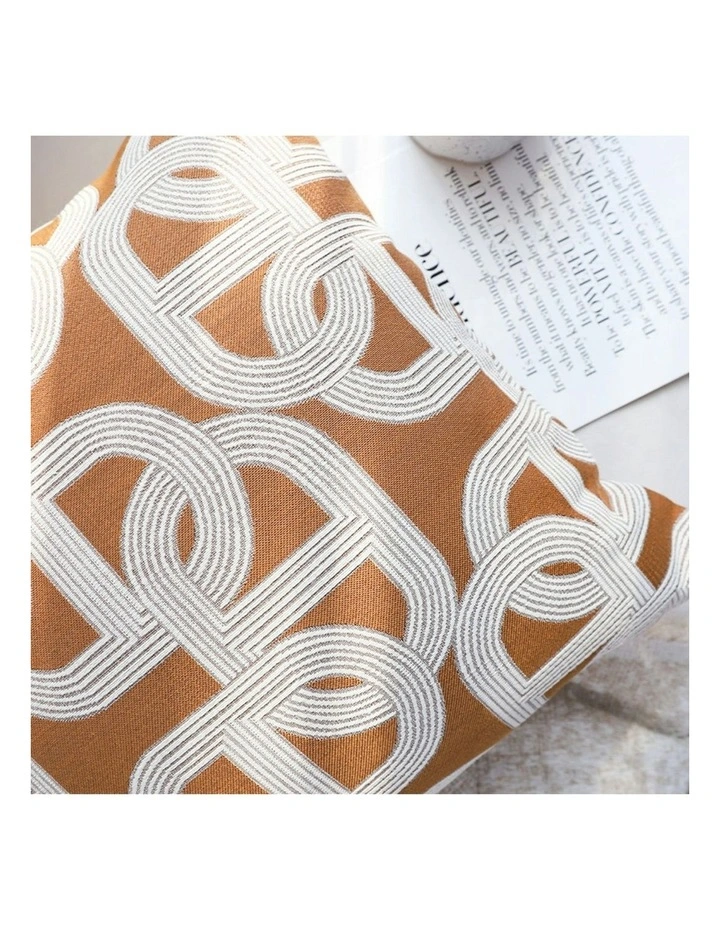 Artistic Geometric Pattern Throw Pillow 50m in Camel Brown image 7